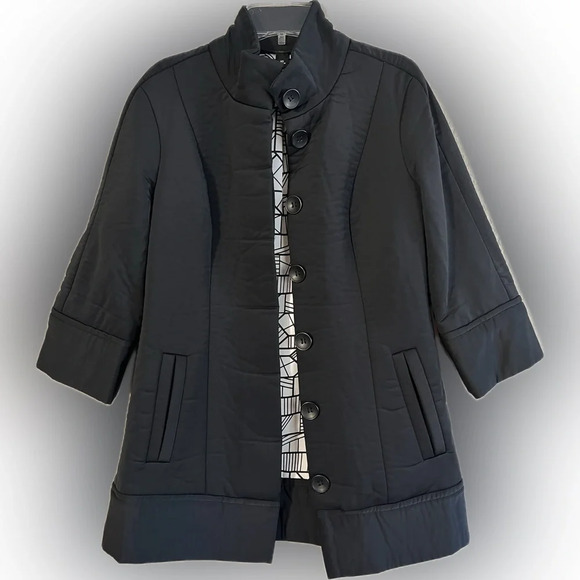 Jonathan Saunders for Target Button Down Bright Black Lined Winter Coat, XS - Picture 3 of 8